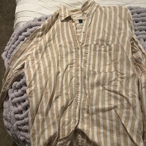 Universal Thread Beige Striped Relaxed Fit Shirt